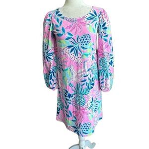 Lilly Pulitzer Floral Pineapple Dress Colorful Pink Blue Green SZ S NWOT